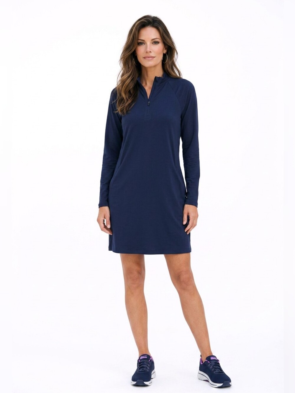 Hurley Navy Long Sleeve Quarter Zip Active Dress Size L